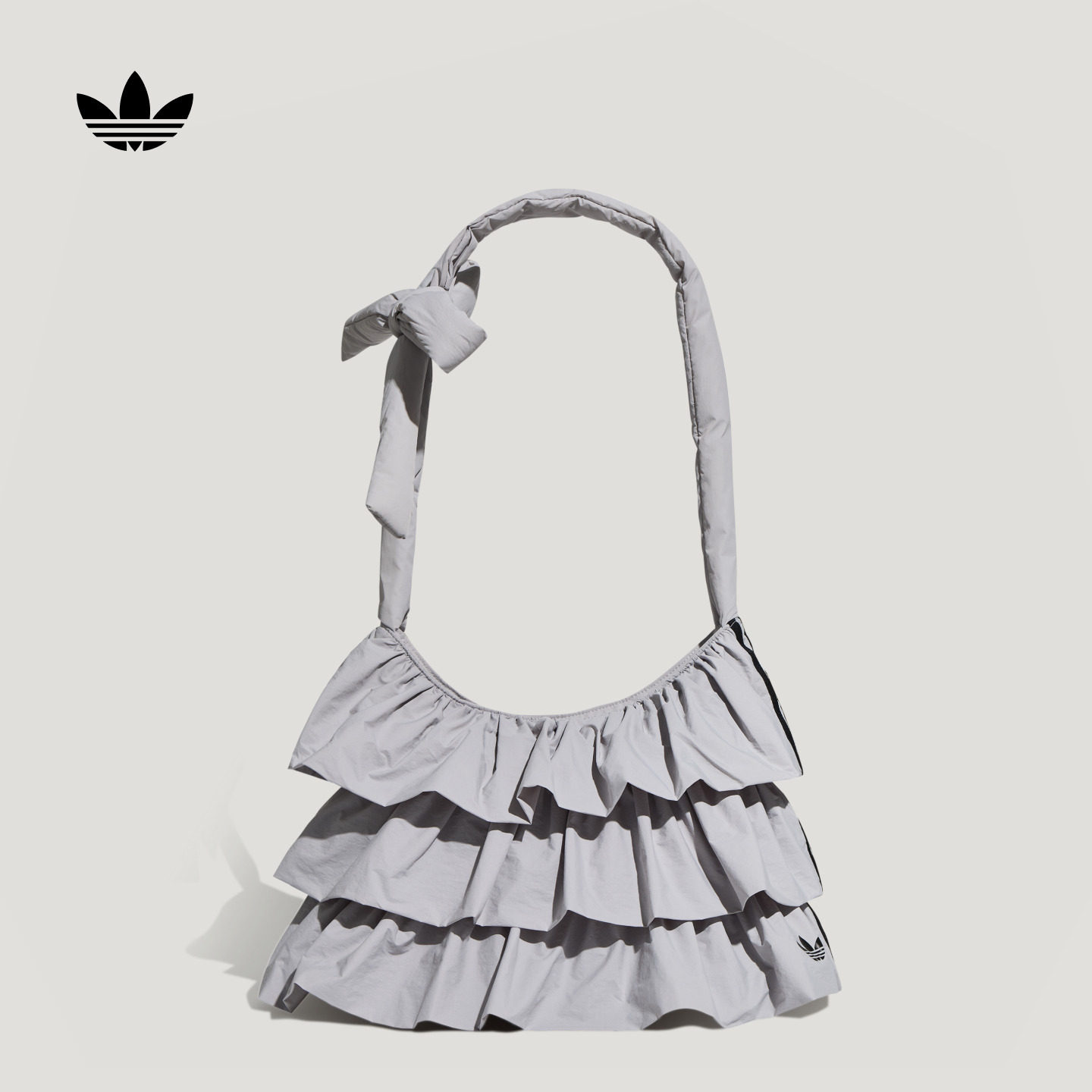 时尚双层荷叶边可调节肩带运动单肩包女新款adidas阿迪达斯三叶草