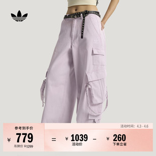 时尚 牛仔运动裤 女装 adidas阿迪达斯三叶草 潮流宽松多口袋休闲工装
