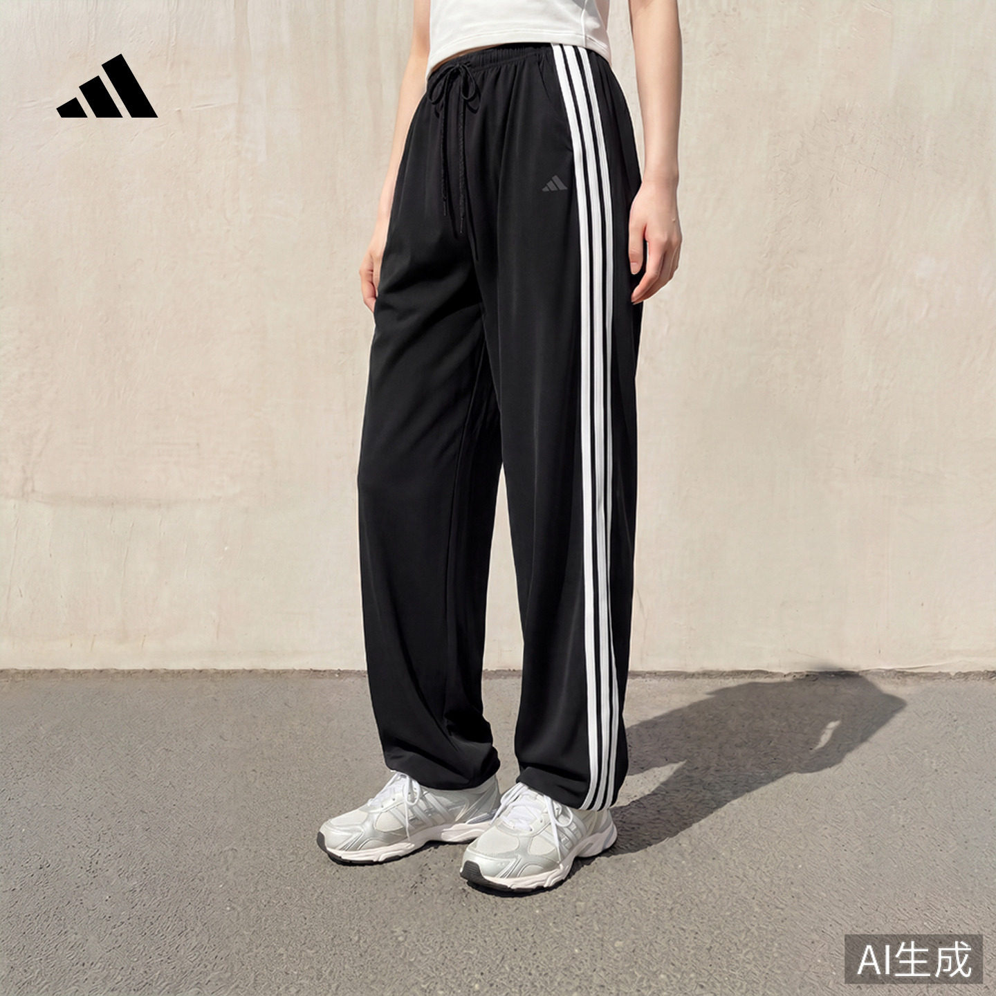 三条纹舞动系列防晒UPF50+休闲运动裤香蕉裤女春夏adidas阿迪达斯