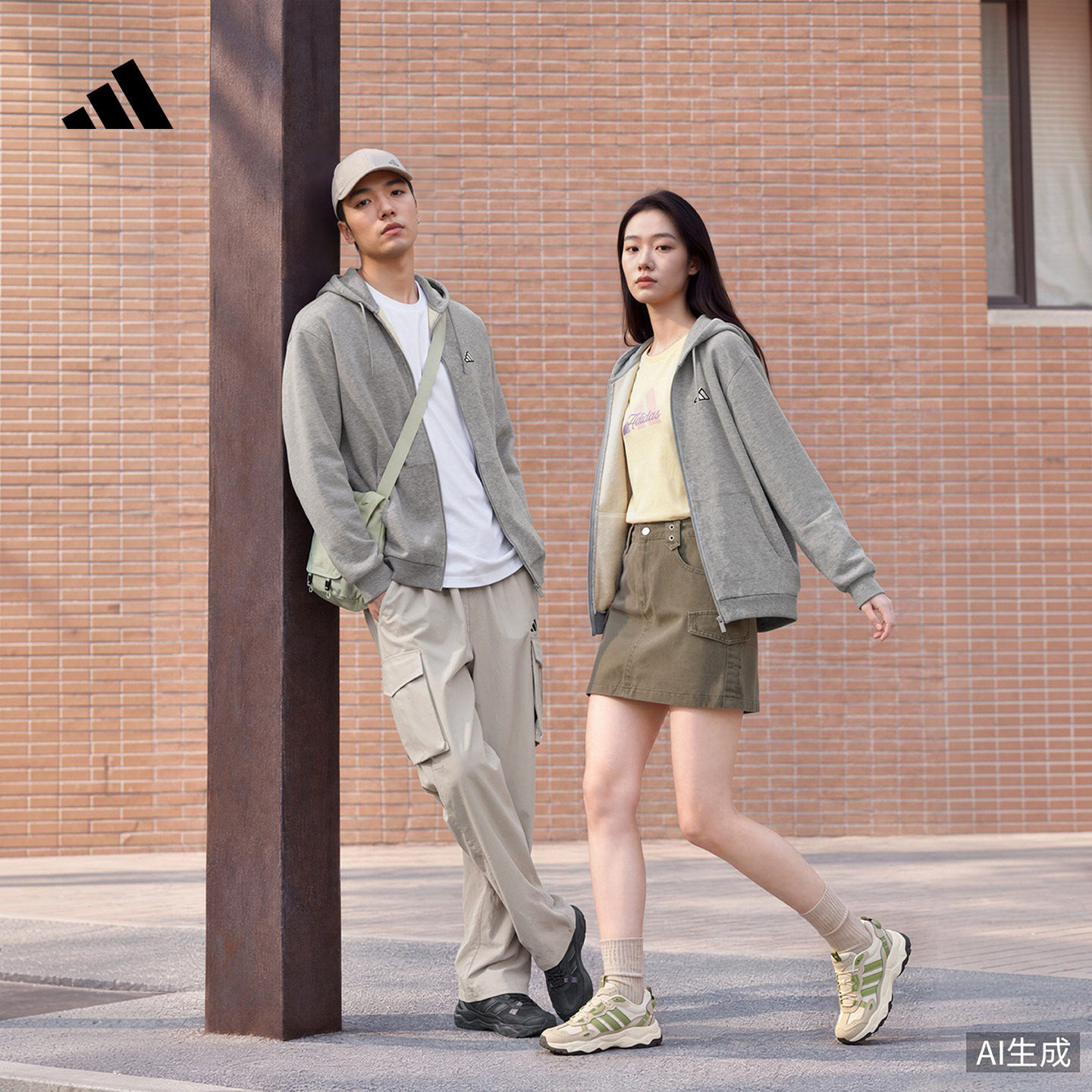 休闲加绒宽松运动连帽夹克外套拉链卫衣男女秋季adidas阿迪达斯