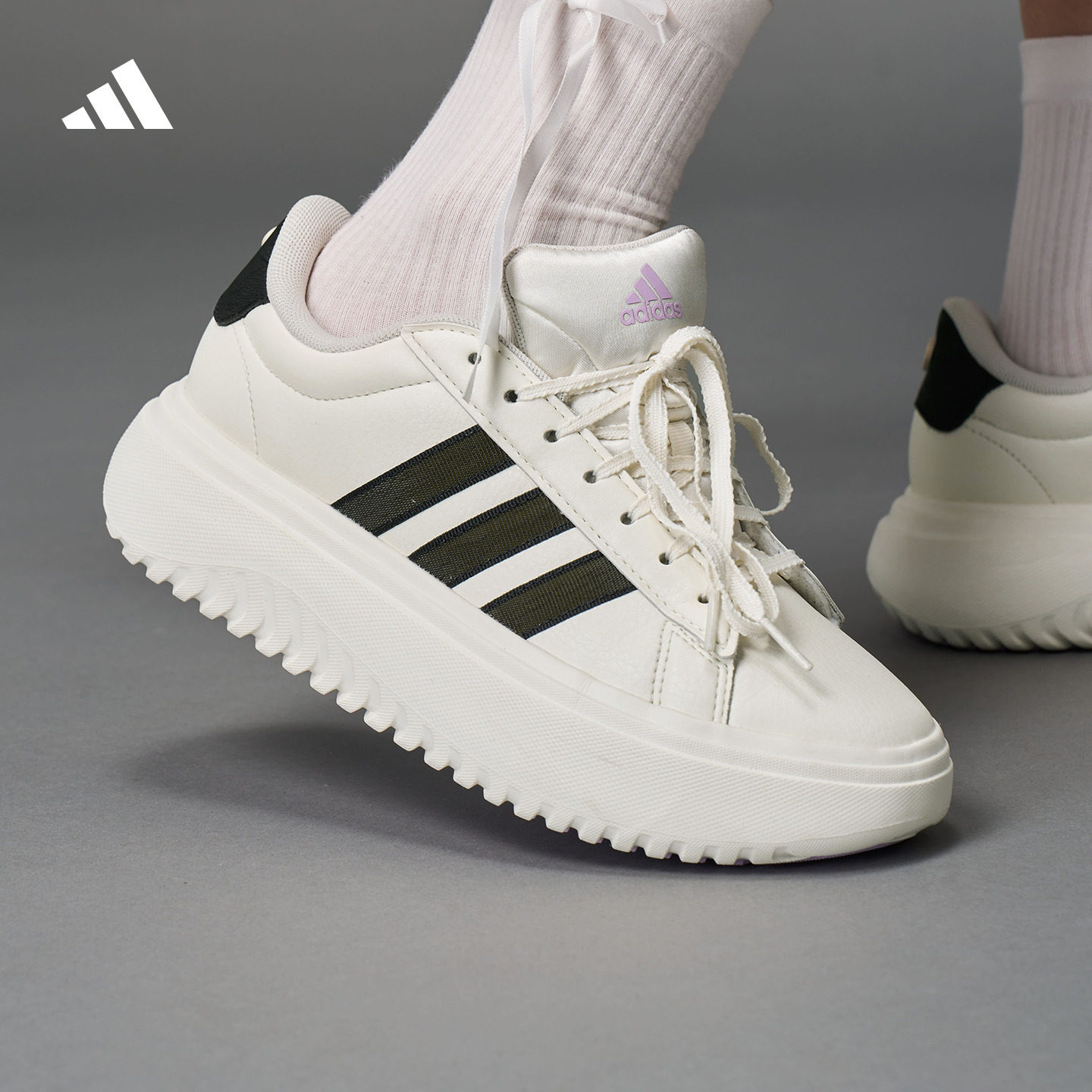 GRAND COURT PLATFORM休闲网球厚底增高鞋女adidas阿迪达斯轻运动