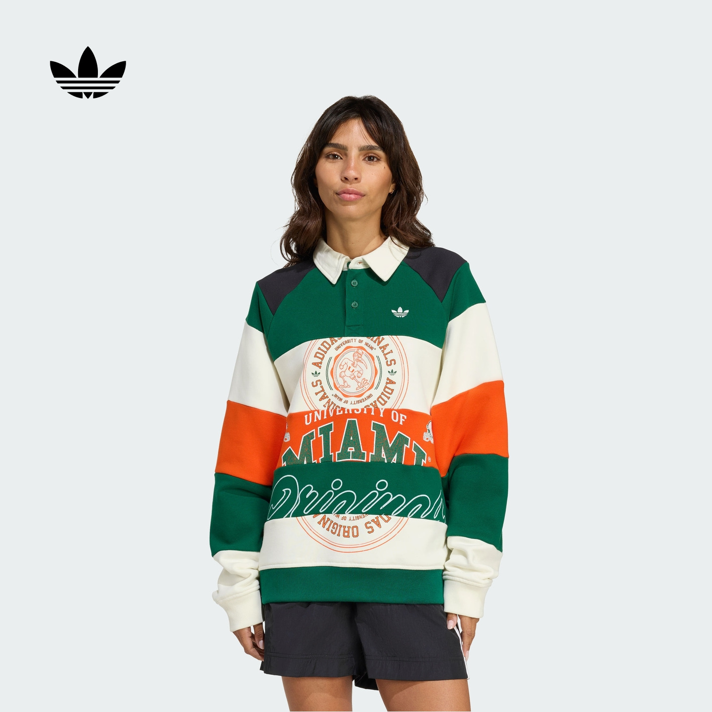 宽松运动套头卫衣女装秋季新款adidas阿迪达斯三叶草KF2329