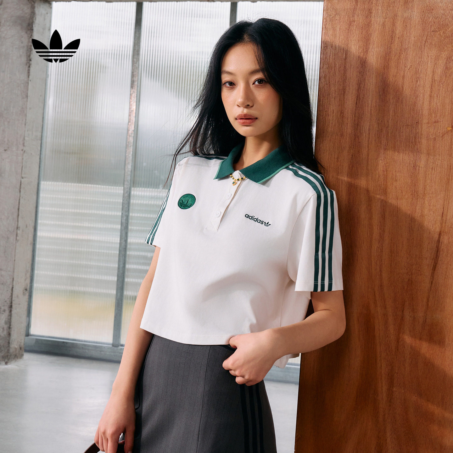 纯棉运动短款短袖POLO衫女装夏季adidas阿迪达斯官方三叶草