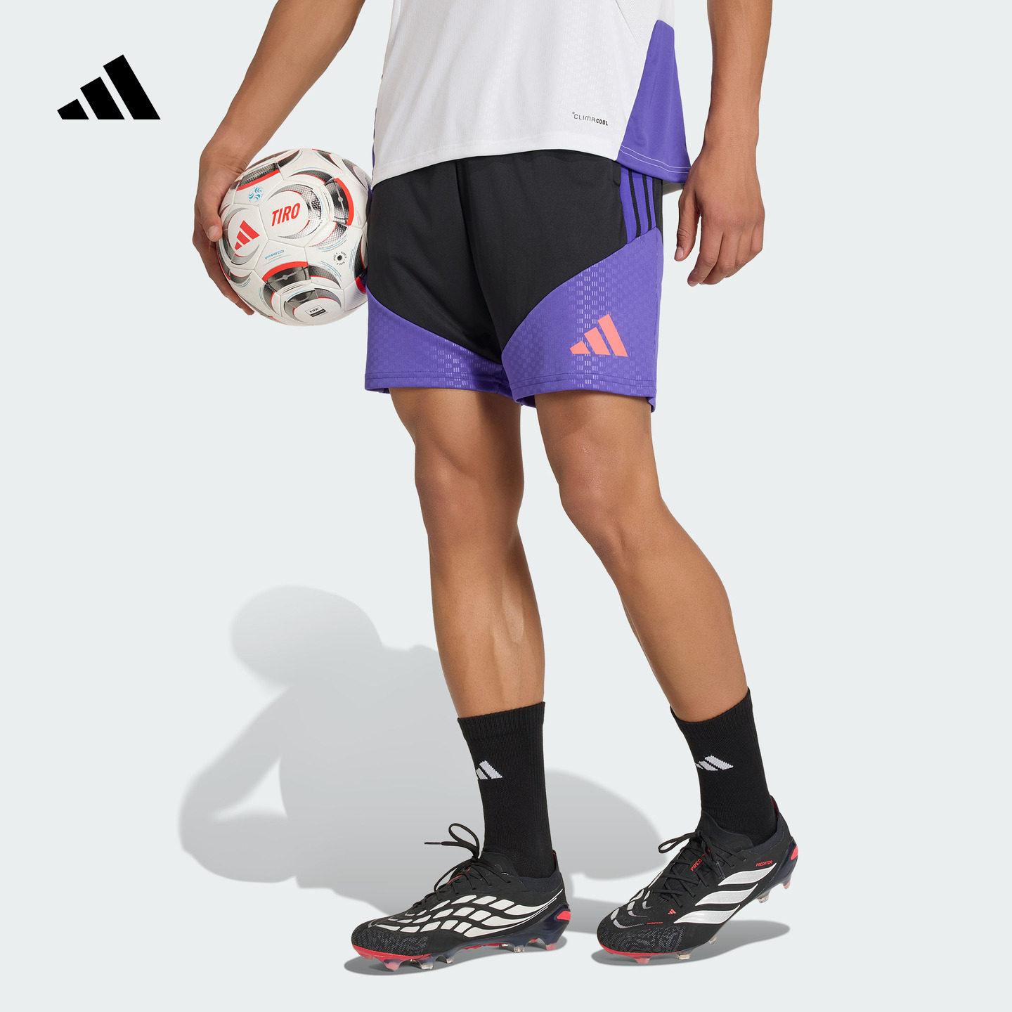 速干三条纹撞色训练足球运动中腰短裤男装夏季新款adidas阿迪达斯