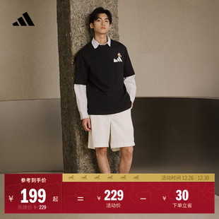 休闲宽松纯棉上衣圆领短袖 adidas阿迪达斯轻运动 T恤男女夏季