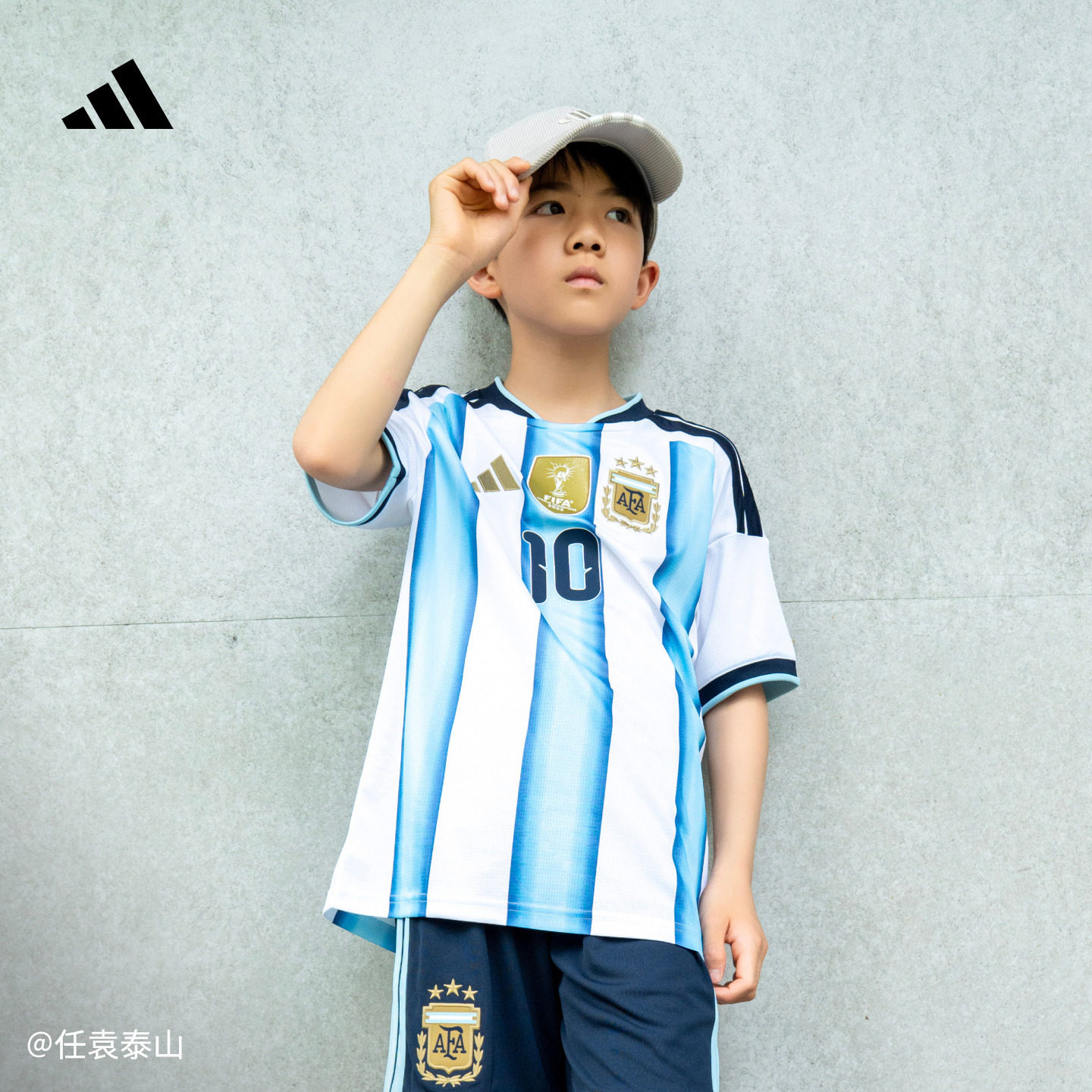 阿根廷国家队世界杯球衣 童装主场球迷版运动短袖adidas阿迪达斯