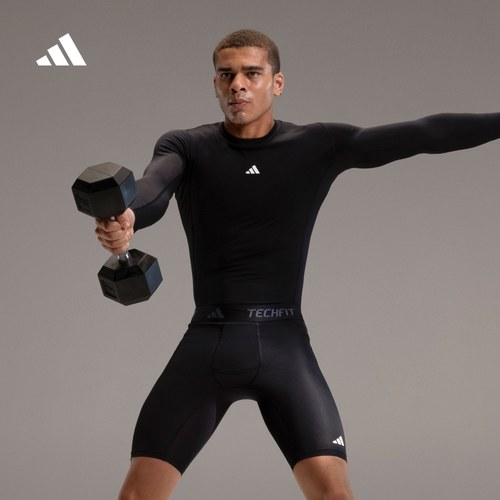 阿迪达斯男运动健身紧身长袖T恤