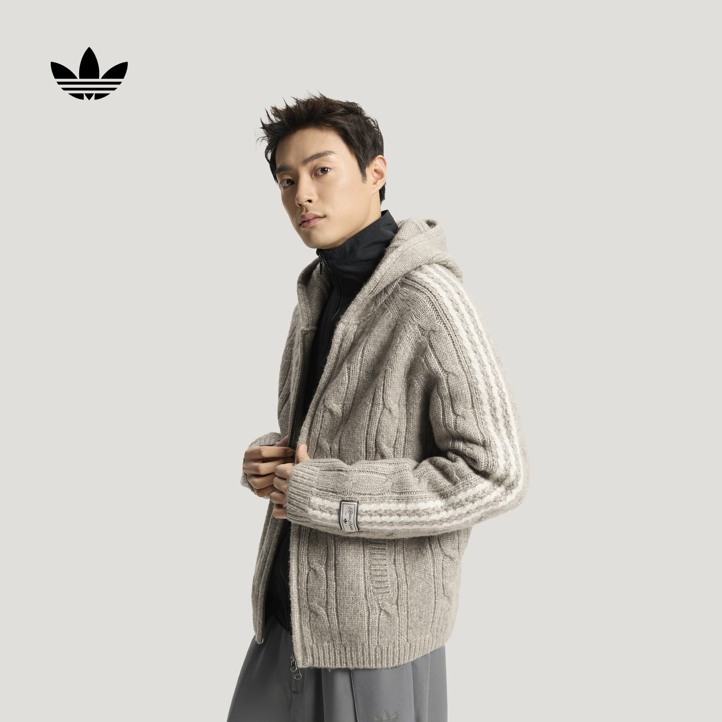 时尚慵懒风休闲连帽针织开衫拉链毛衣男新款adidas阿迪达斯三叶草,运动服/休闲服装,运动卫衣/套头衫,淘宝优惠券,粉丝福利购,淘宝优惠卷