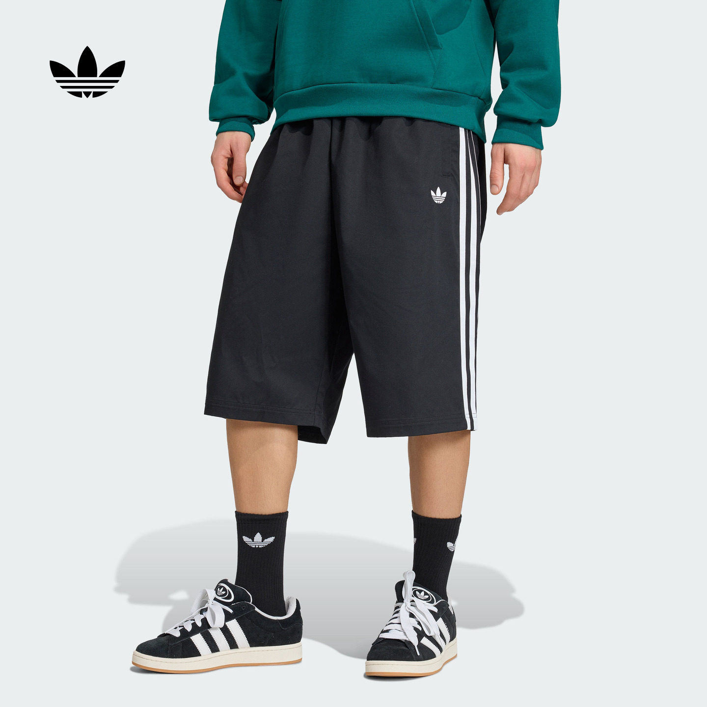 基础款复古三条纹宽松运动短裤中裤男夏新款adidas阿迪达斯三叶草