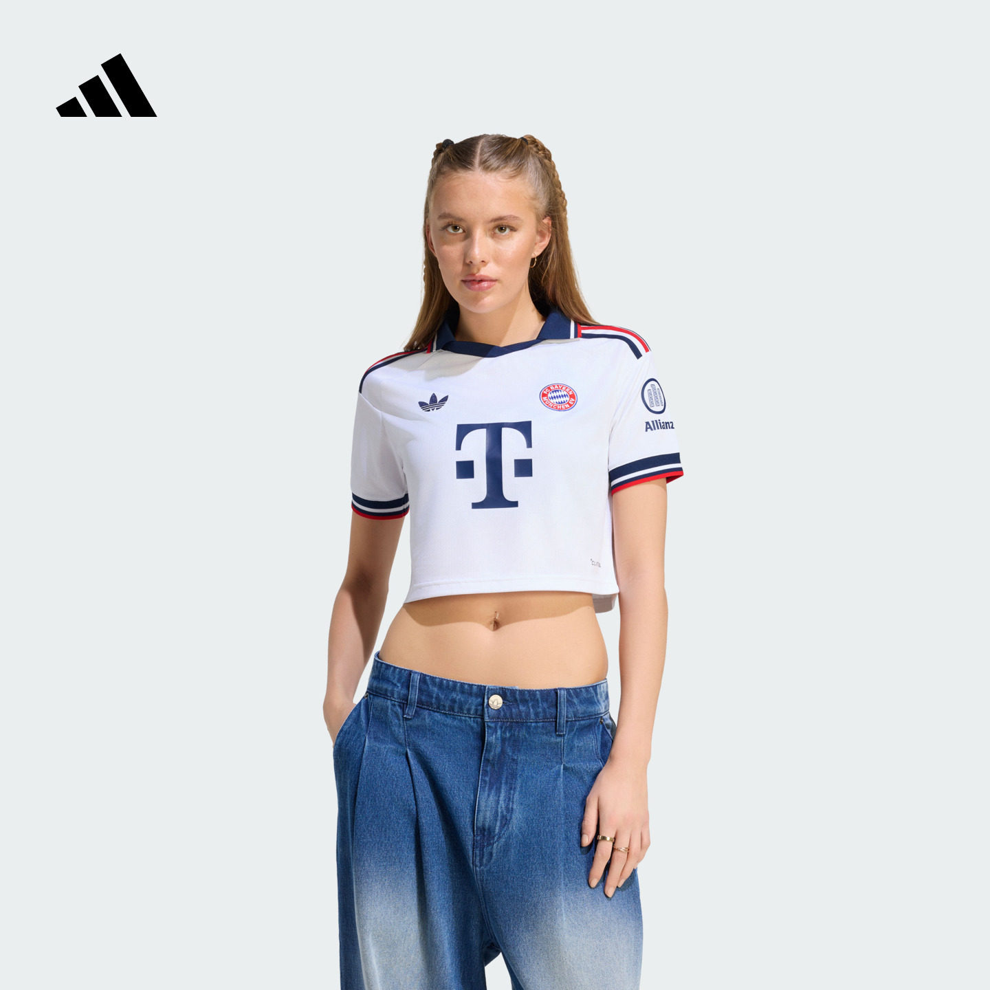 拜仁慕尼黑客场球迷版足球速干短袖球衣女装新款adidas阿迪达斯图片
