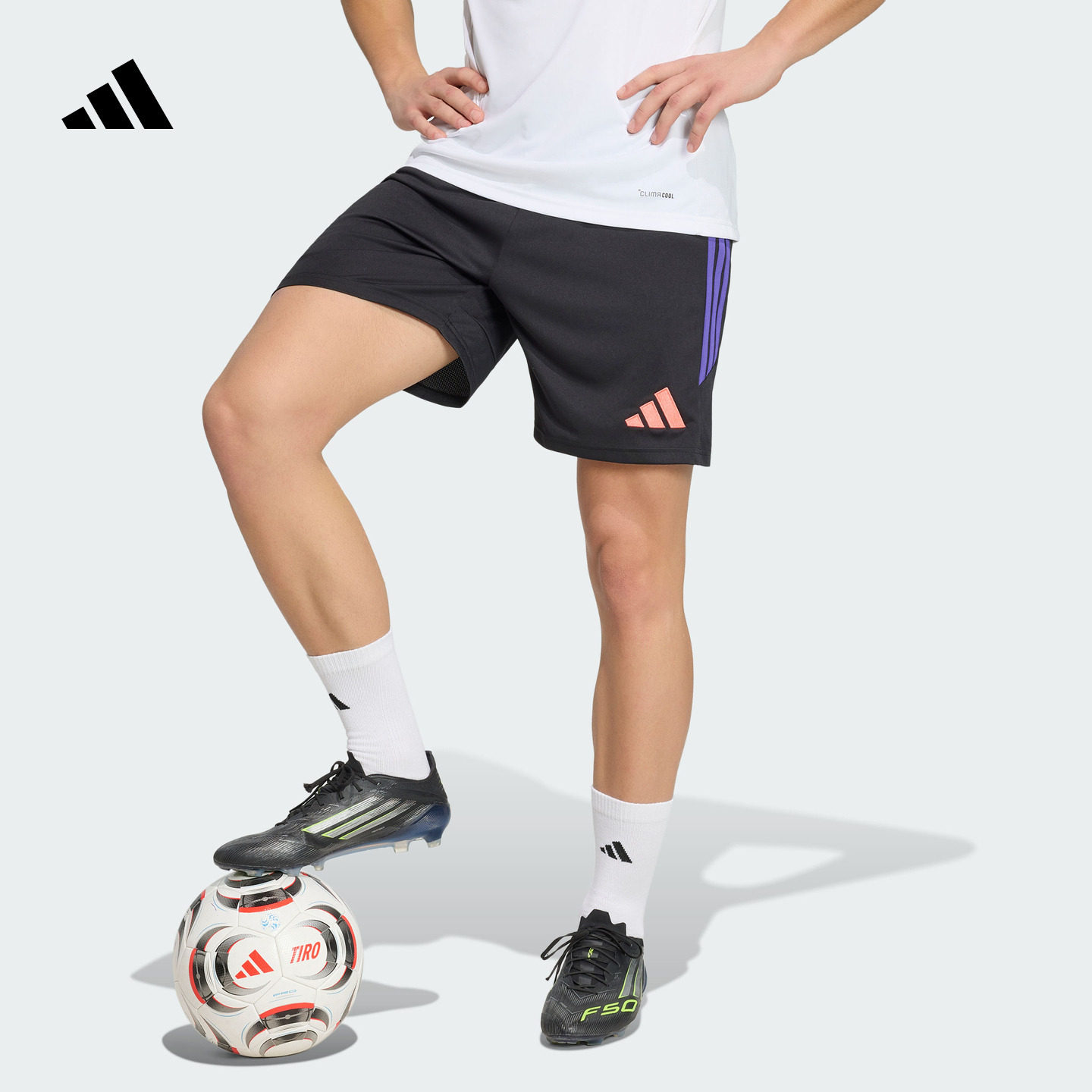 速干撞色三条纹足球运动训练短裤男装夏季新款adidas阿迪达斯官方