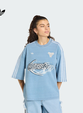 舒适牛仔布运动短袖T恤女新款adidas阿迪达斯官方三叶草KZ5012