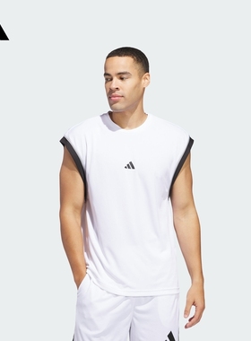 舒适篮球运动宽松上衣圆领背心男装adidas阿迪达斯官方JN4724