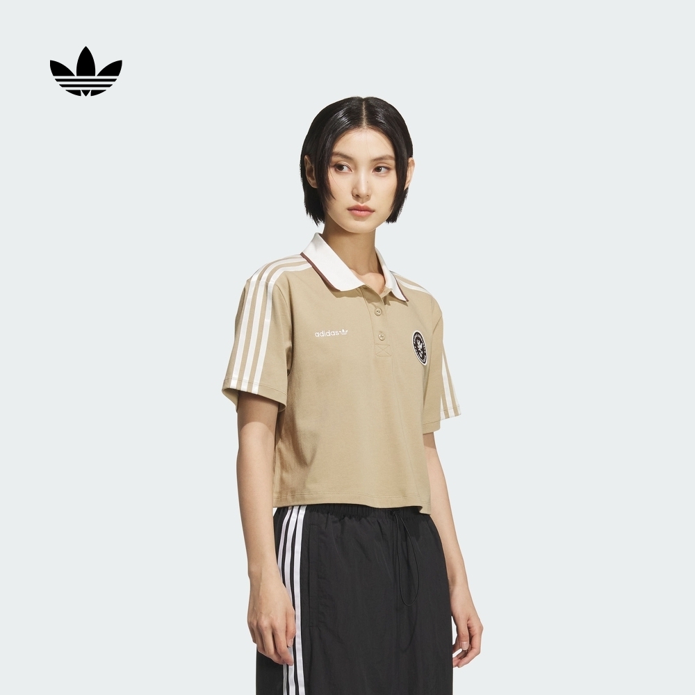 复古球衣风运动纯棉短款POLO衫女装夏季新款adidas阿迪达斯三叶草