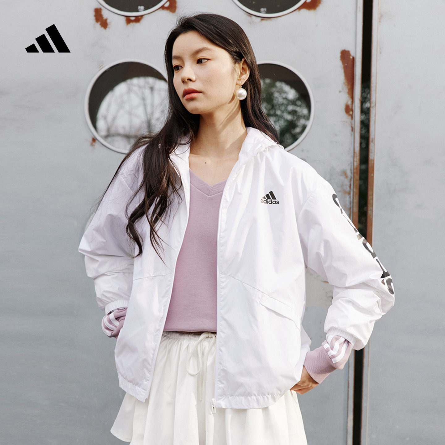 休闲宽松舒适连帽夹克外套女装adidas阿迪达斯官方轻运动GL0647