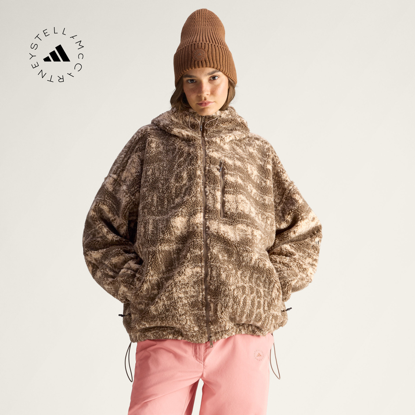 抓绒印花抽绳运动连帽夹克外套女装秋冬adidas阿迪达斯Stella Mc