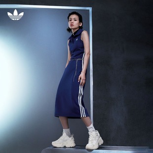 针织运动翻领连衣裙女装 修身 夏季 新款 adidas阿迪达斯官方三叶草