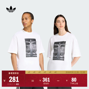 休闲宽松运动上衣纯棉短袖 adidas阿迪达斯官方三叶草 T恤男女夏季