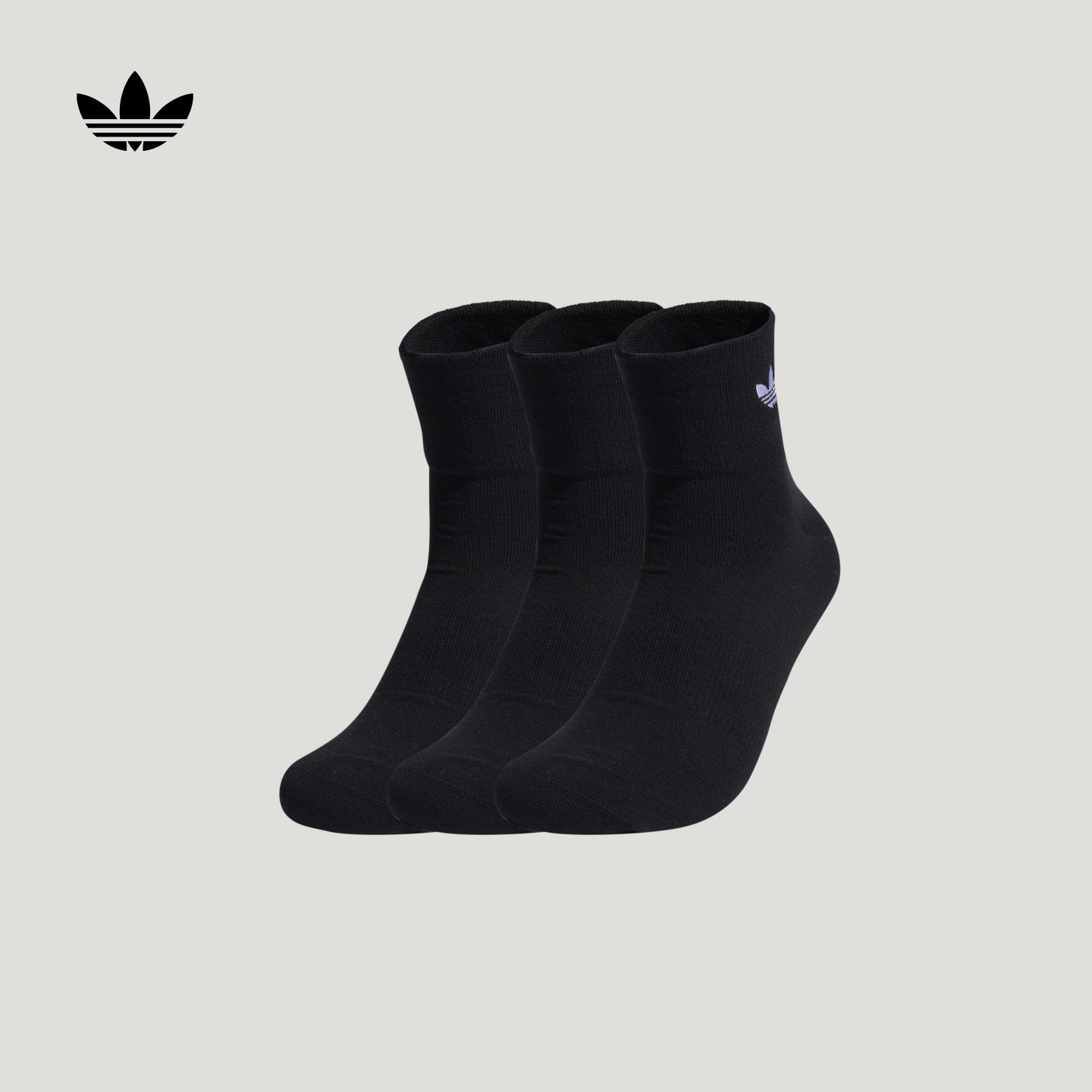 阿迪达斯三叶草三双装抗菌袜子