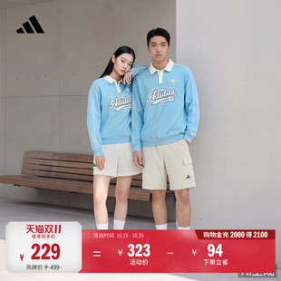 柔软纯棉休闲运动长袖POLO衫男女秋季adidas阿迪达斯轻运动
