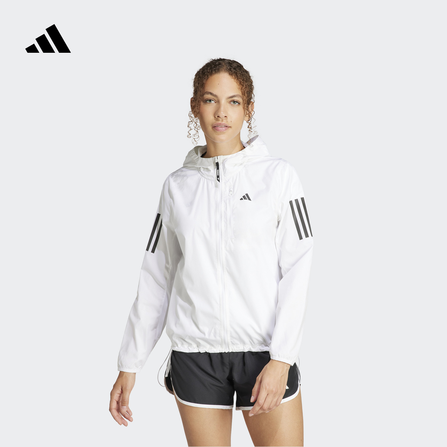 阿迪达斯女防风透湿疏水连帽外套