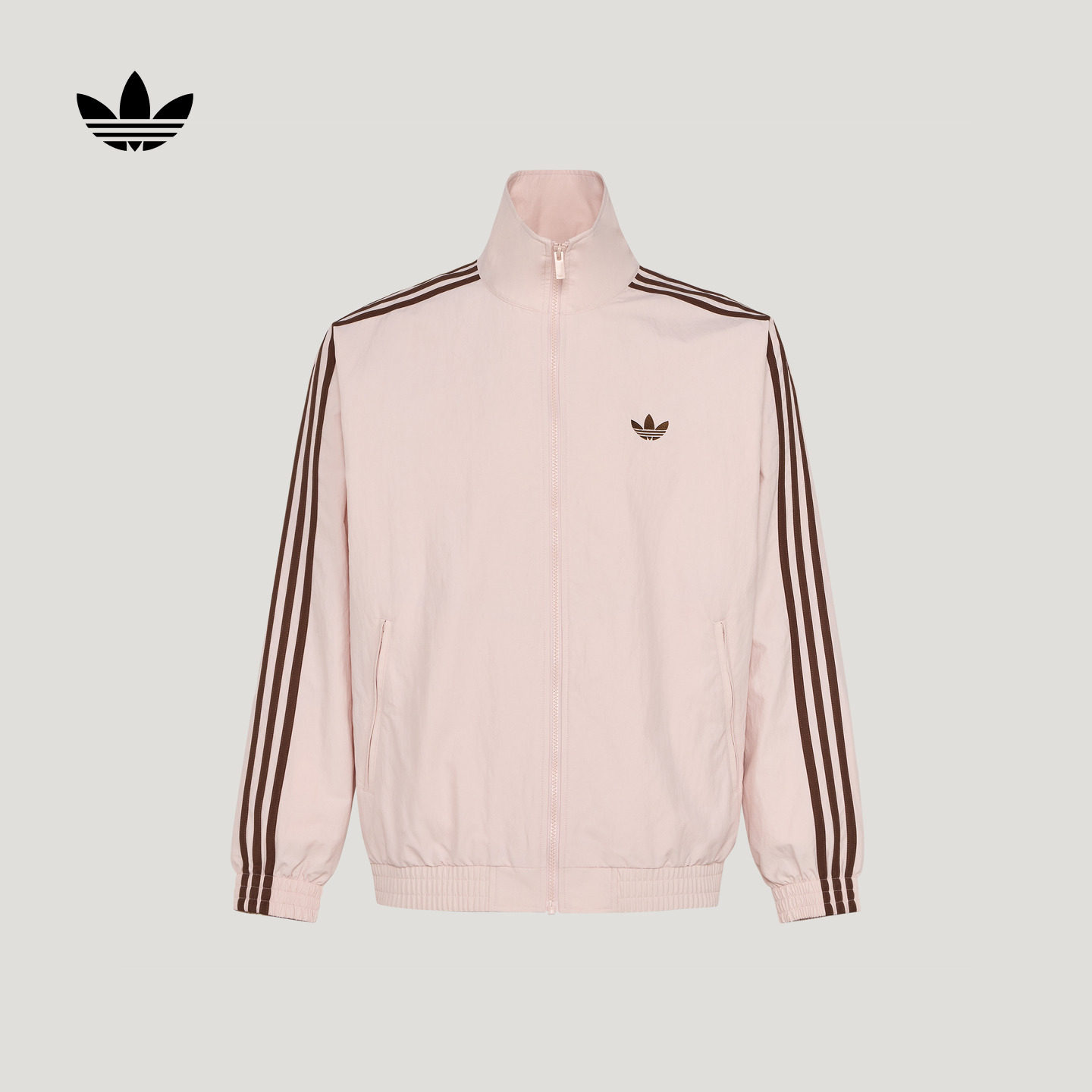 足球风休闲三条纹立领夹克薄外套男装春秋adidas阿迪达斯三叶草