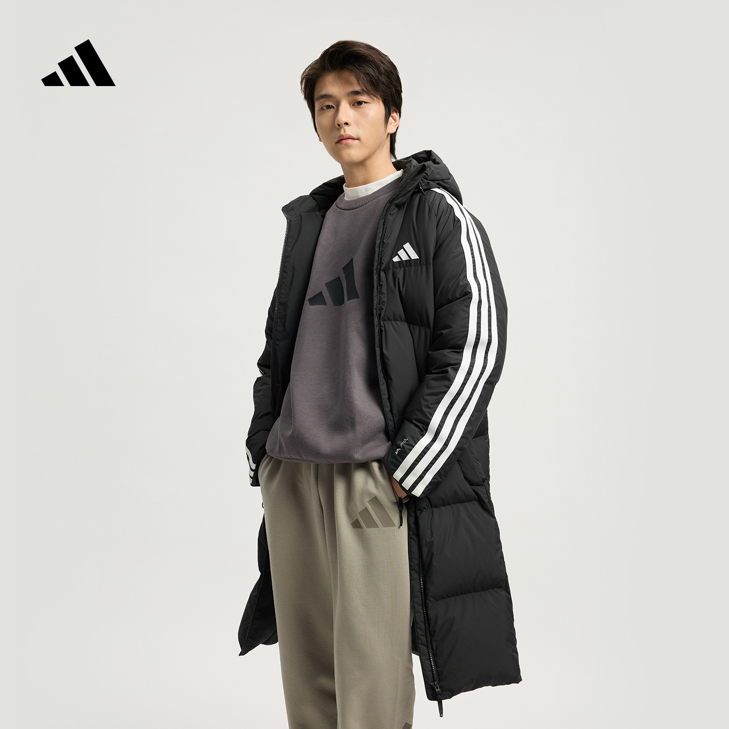 阿迪达斯同款防风保暖鸭绒羽绒服