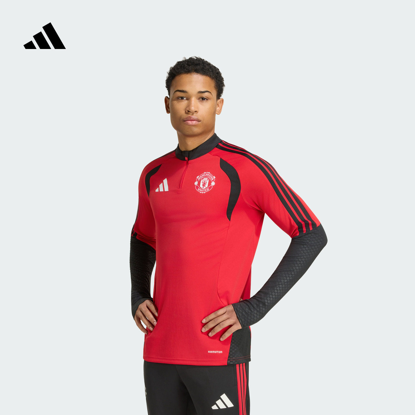 曼联足球长袖半拉链修身运动训练服男装新款adidas阿迪达斯官方