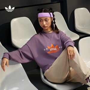 运动圆领卫衣套头衫女装春季adidas阿迪达斯官方三叶草IN1054