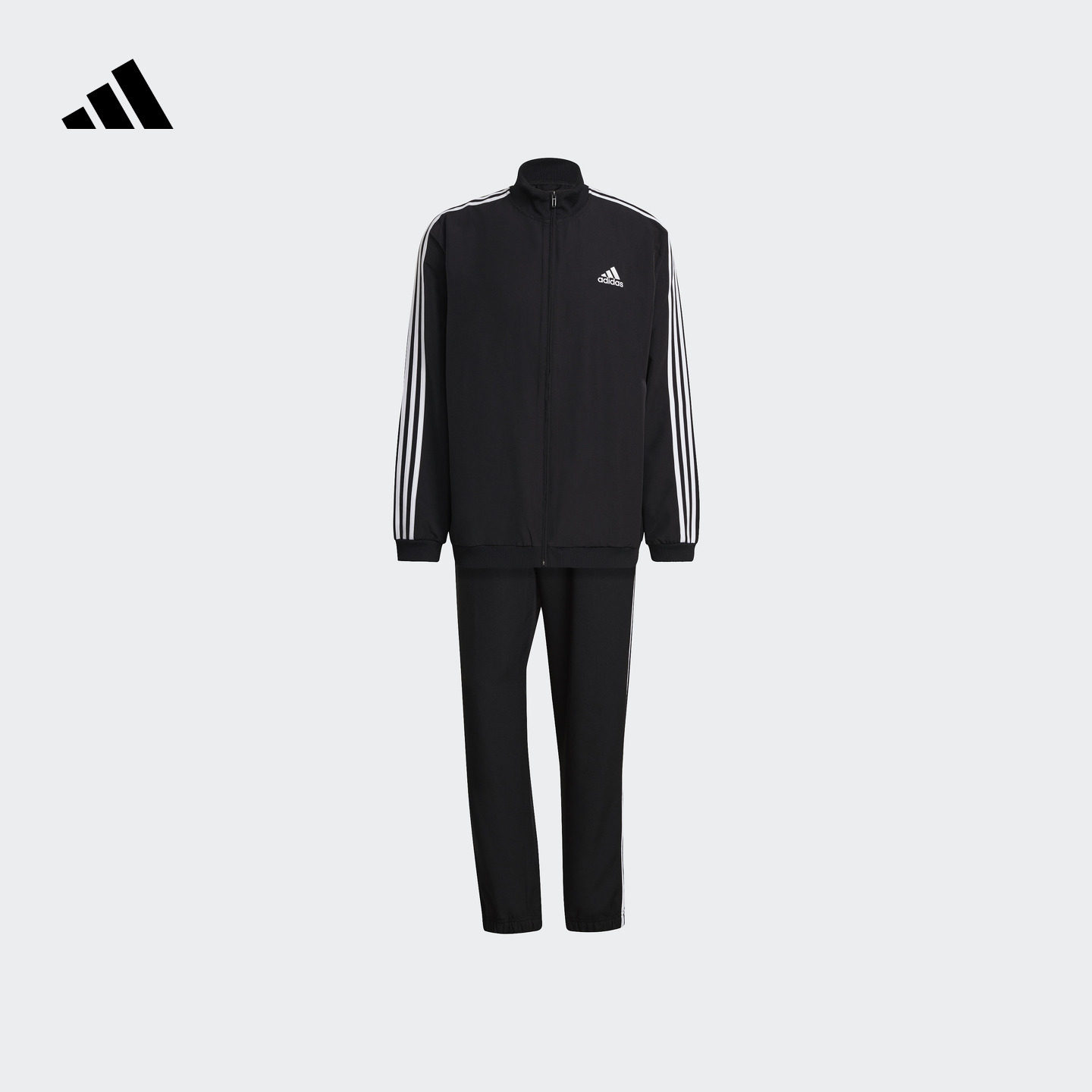 速干三条纹运动立领长袖套装男装adidas阿迪达斯官方轻运动