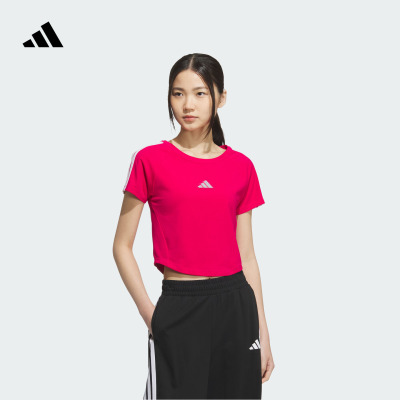 阿迪达斯三条纹舞动系列女短袖T