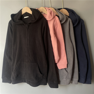 170儿童纯色连帽卫衣 秋冬110 5G1 外贸女童摇粒绒拉链外套