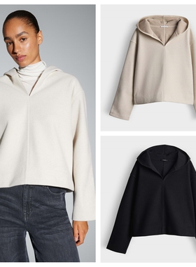 8A3 外贸opus女士连帽卫衣 春秋女装宽松纯色套头衫