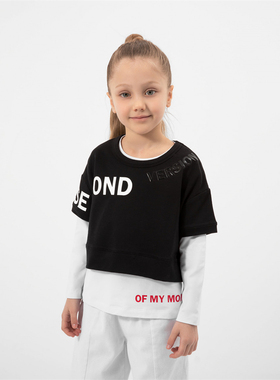 9B1 俄单GLV女童纯棉圆领长短袖T恤春秋夏98-128弹力印花混搭圆领