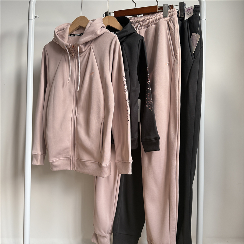 3C3 外贸亲子女童加绒运动套装字母秋冬6-14岁母女连帽外套束脚裤