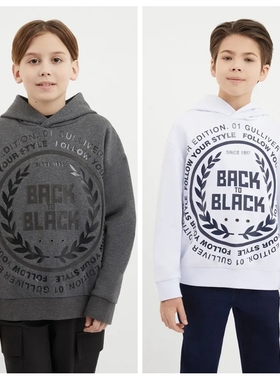 3C1 俄单GLV男童纯棉毛圈连帽卫衣 春秋140-170儿童字母套头绒衫