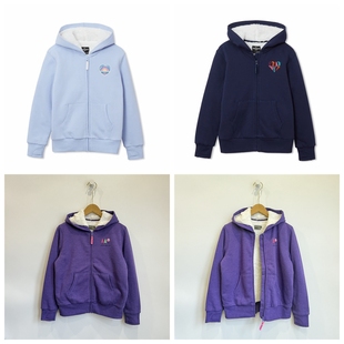 16岁女童刺绣保暖连帽绒衫 美国EB儿童羊羔绒拉链外套秋冬季 3B2