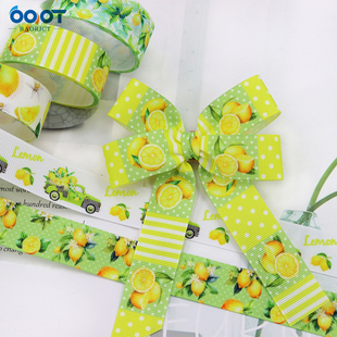 5码 22mm黄色小清新柠檬夏季热转印织带蛋糕甜品台装饰丝带
