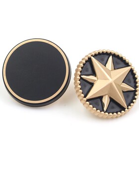 A-19512-543 25mm星星两颗金属纽扣金色时尚扣子 男女装衣服辅料