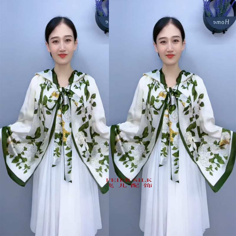 春夏秋冬栀子花披肩斗篷