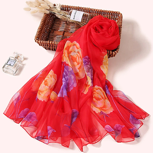 丝巾新款春夏冰丝纱巾百搭长款超大韩版印花围巾沙滩巾拍照披肩冬