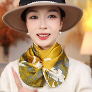 90*90方巾珍珠缎丝缎显白减龄洋气百搭保暖装饰丝巾披肩围巾