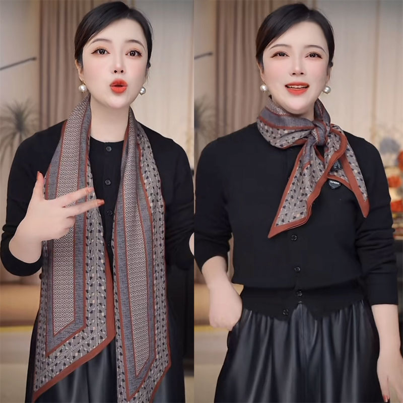 丝毛双面长条飘带装饰围巾领巾