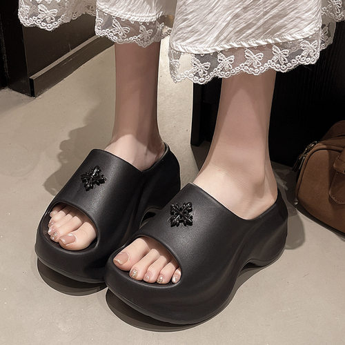 8cm厚底防滑镂空一字拖女夏季