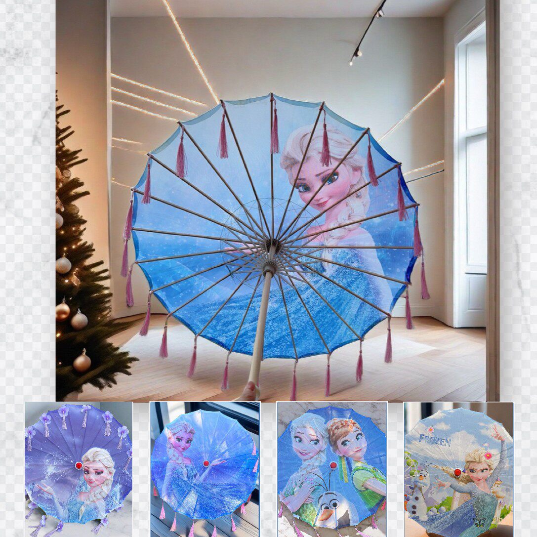 女童古风汉服流苏油纸伞70cm图片
