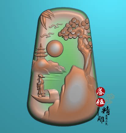 山水人物乘船李白乘舟将欲行5467精雕图玉雕灰度图JDPBMP电脑雕刻 - 封面