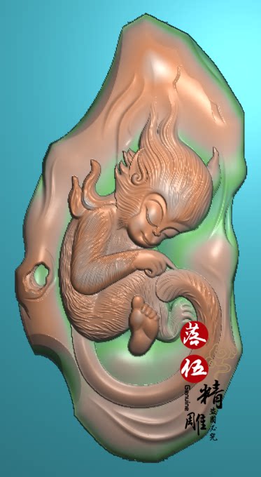 2022小猴子60220.5.21苍龙教子随型龙牌山水悟道童子精雕图JDP浮