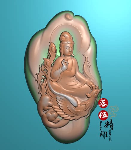 凤凰观世音82522坐凤凰观音精雕图骑凤凰观音灰度图雕刻图JDP/bmp