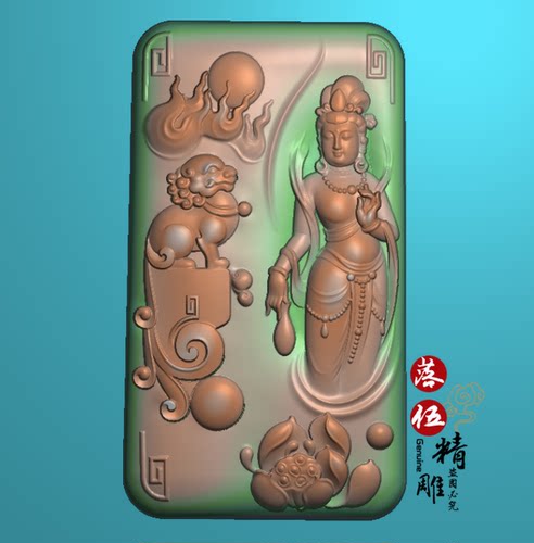 站观音 神兽  瑞兽 莲花 观音04221浮雕图 精雕图 灰度图年年有余