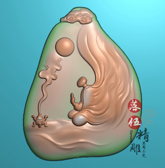 随型悟道3382精雕图jdp新款悟道 坐禅 香炉 禅悟玉雕图无相佛飘衣